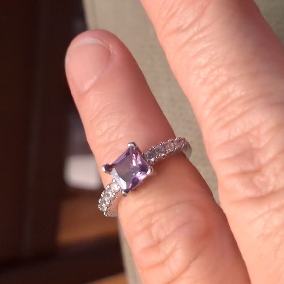 Purple/CZ's Silver Plated Ring - Picture 4 of 5